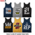 Pack of 6 Printed Gym Sando Tanks