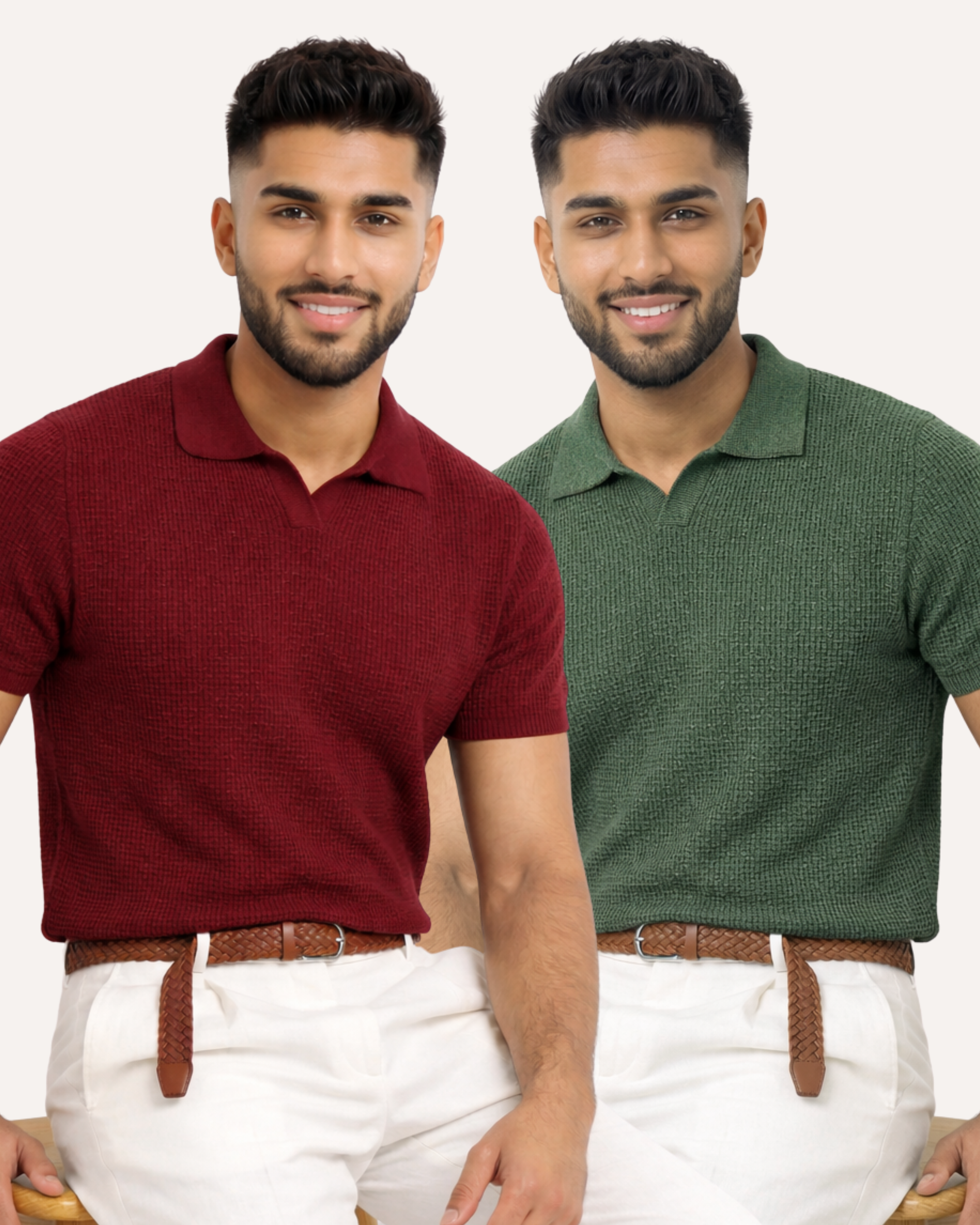 Pack of 2 Johnny Collar Waffle Knit Polos