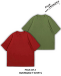 Pack of 2 Oversized | Drop Shoulder Solid Color Tshirts for Men and Women