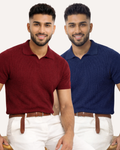 Pack of 2 Johnny Collar Waffle Knit Polos