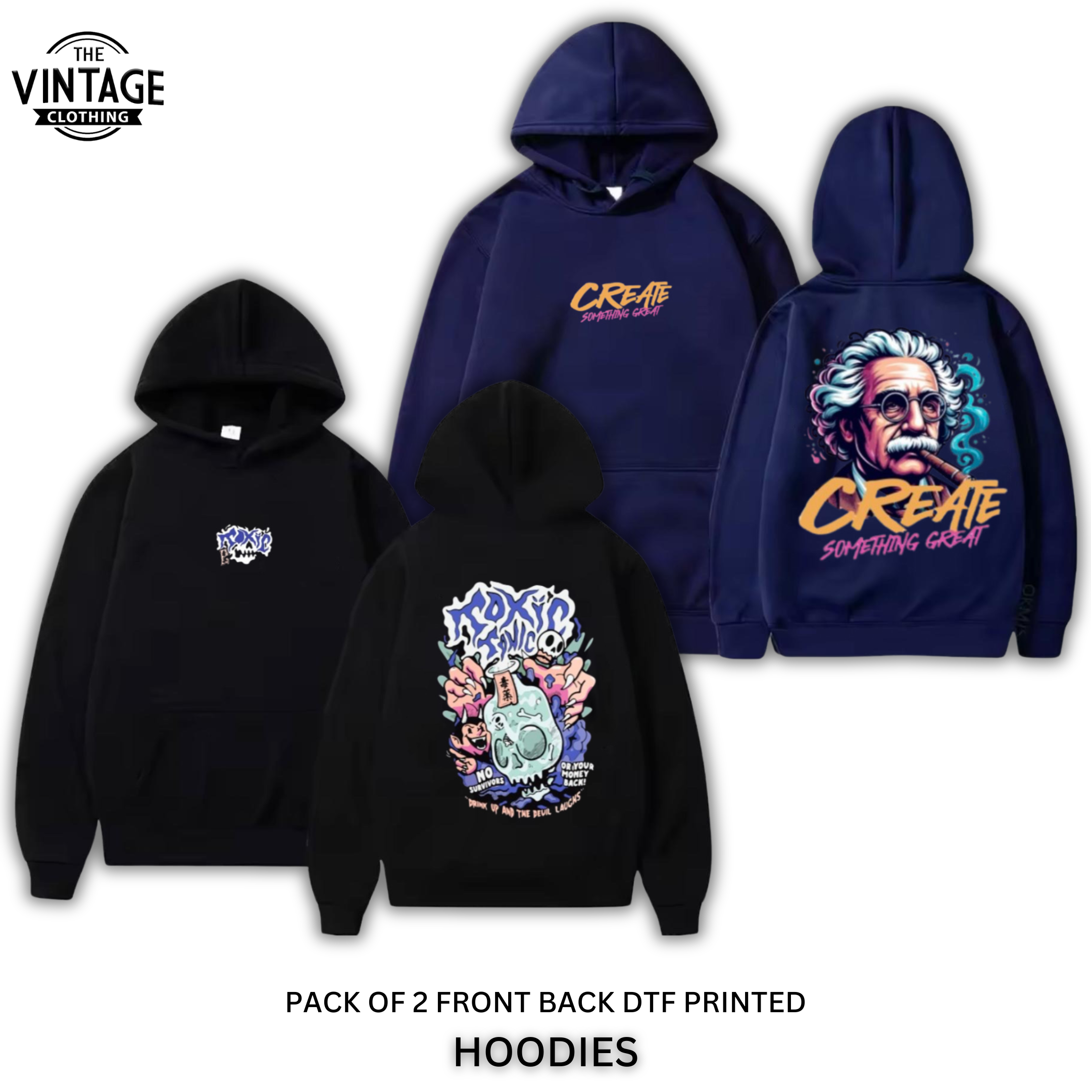 Pack of 2 DTF Printed Hoodies