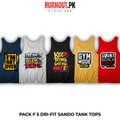 Pack of 5 Printed Gym Sando Tanks