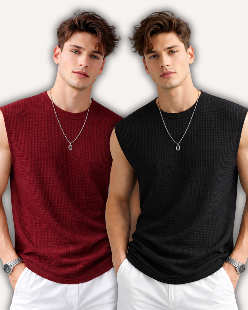 Pack of 2 Waffle Knit Sando Tank Tops