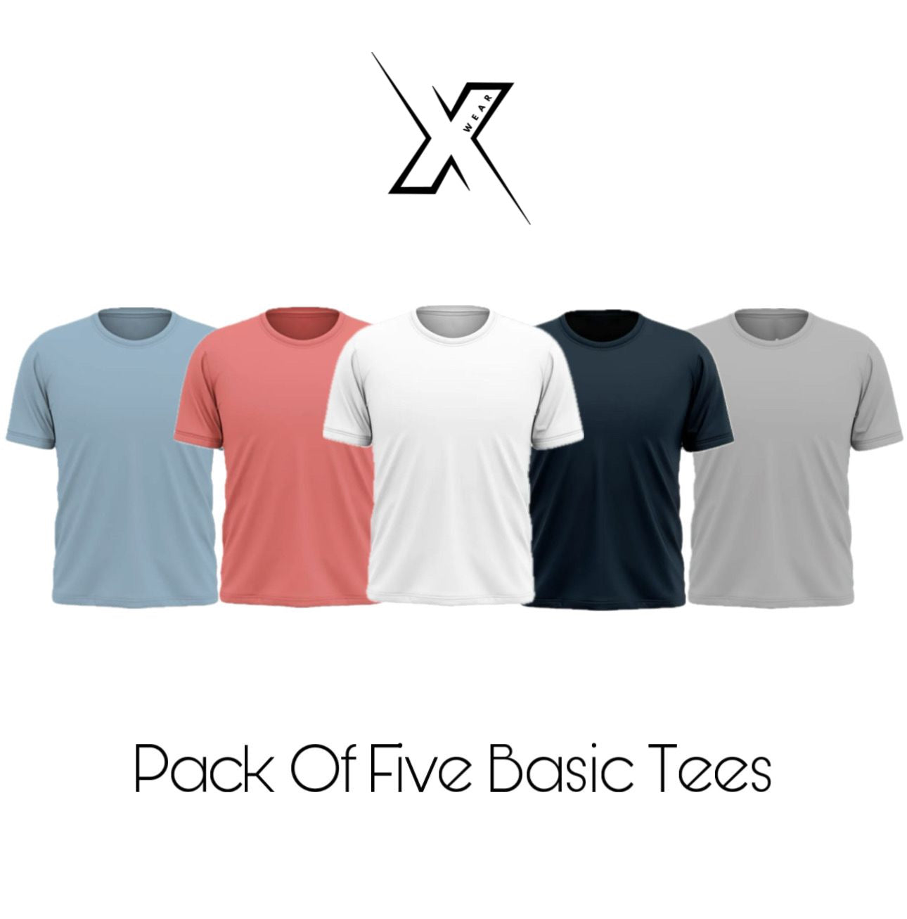 Pack of 5 Plain Half sleeves T-Shirt