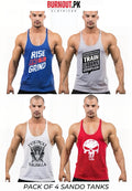 Pack of 4 Printed gym sando tanks